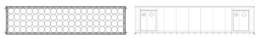 10' x 40' Chemical Drum Storage Barrel Capacity Diagram