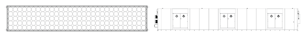 12' x 62' Chemical Drum Storage Barrel Capacity Diagram