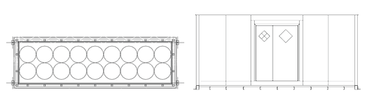 6' x 20' Chemical Drum Storage Barrel Capacity Diagram