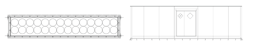 6' x 30' Chemical Drum Storage Barrel Capacity Diagram