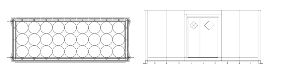 8' x 20' Chemical Drum Storage Barrel Capacity Diagram