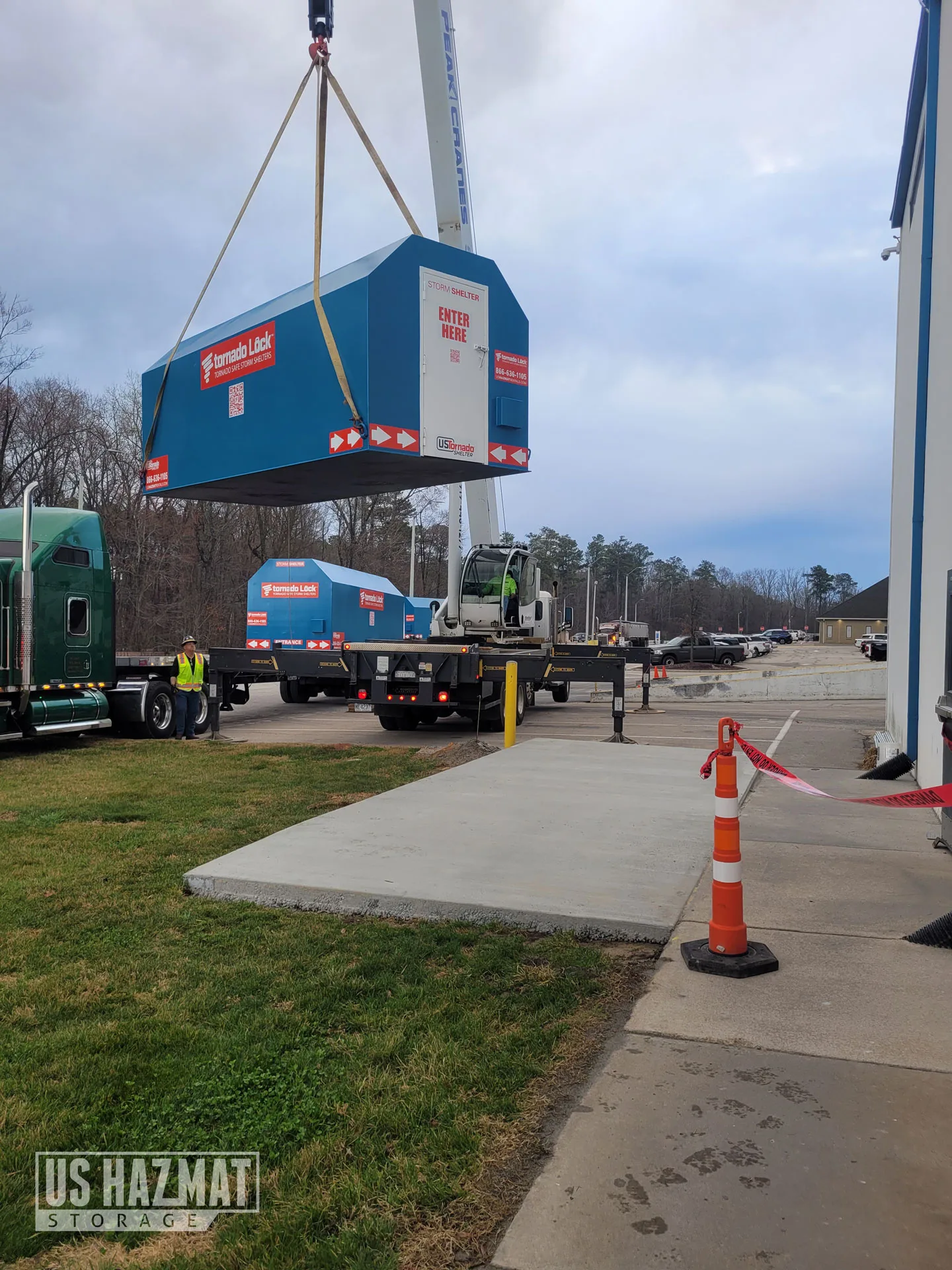 Tornado Shelter Delivery and Slab Installation Tornado Shelter Delivery and Slab Installation