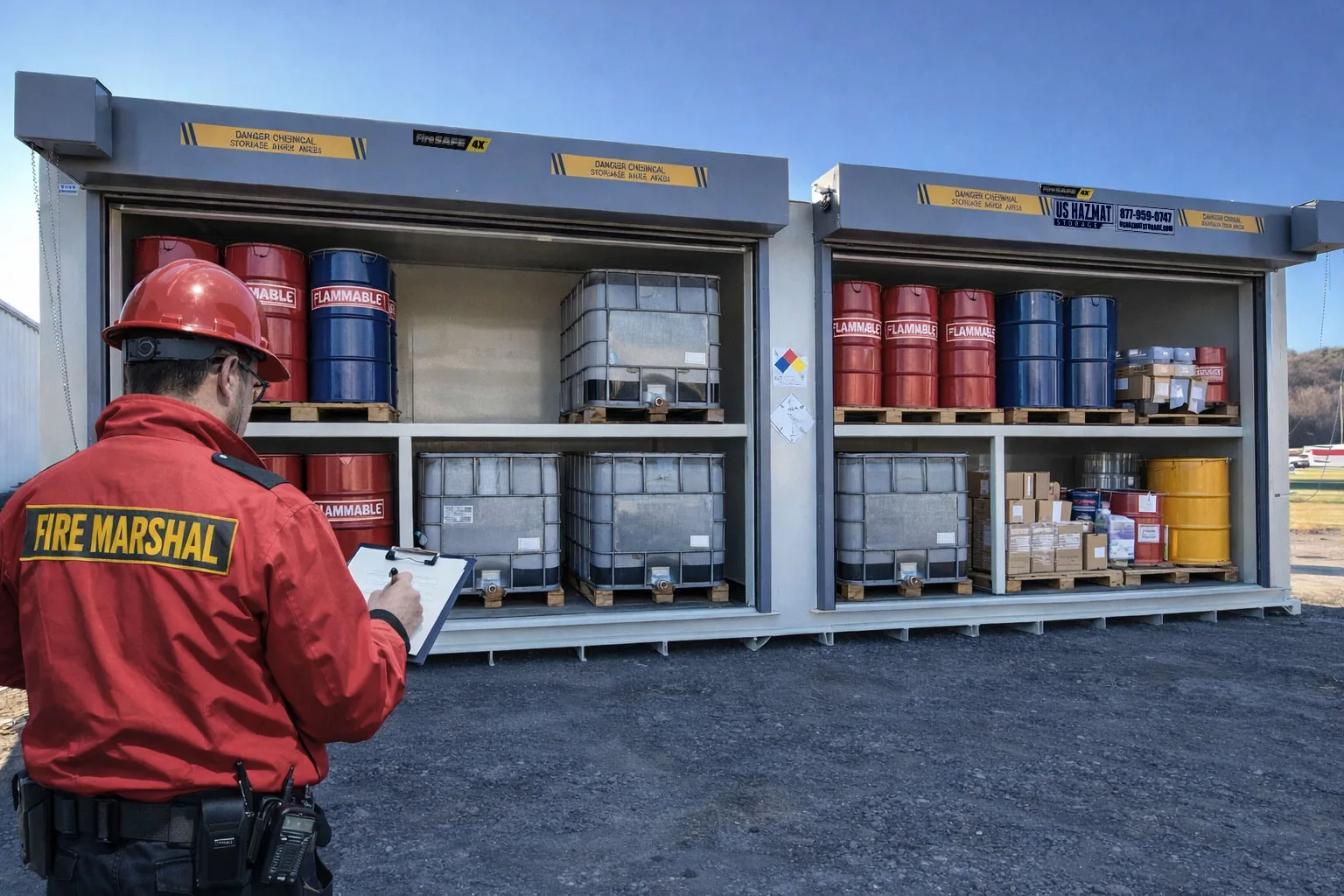 Fire Marshal inspection requirements for Hazmat Storage Compliance for your operations and facilities.